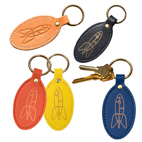 Leather Key Fobs (Oval) : Rocket - museum of robots