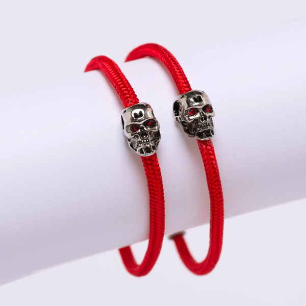 Skull Bracelet: Red Cord