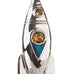 Silver rocket ship pendant with citrine & opal - museum of robots