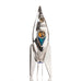 Silver rocket ship pendant with citrine & opal - museum of robots